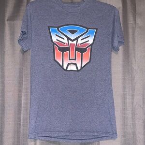 Blue Graphic T-Shirt with Red and Blue Logo